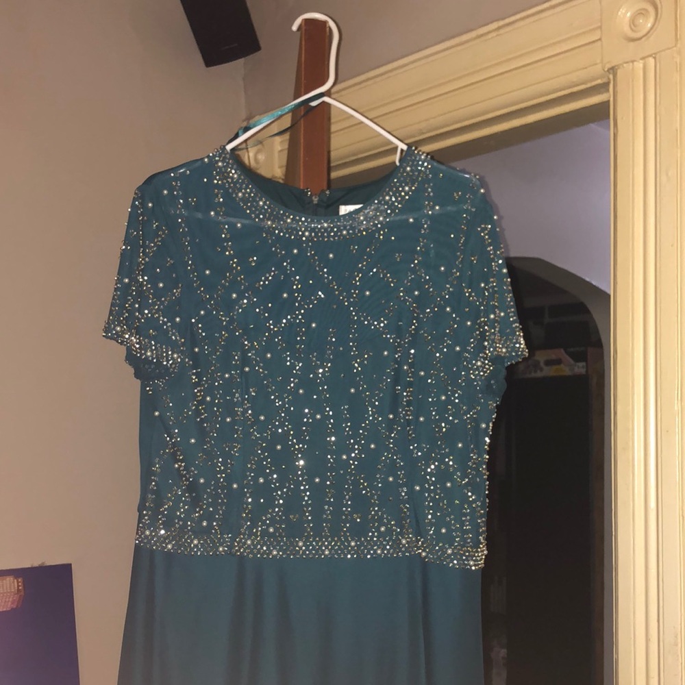 Jackie Jon green beaded gown